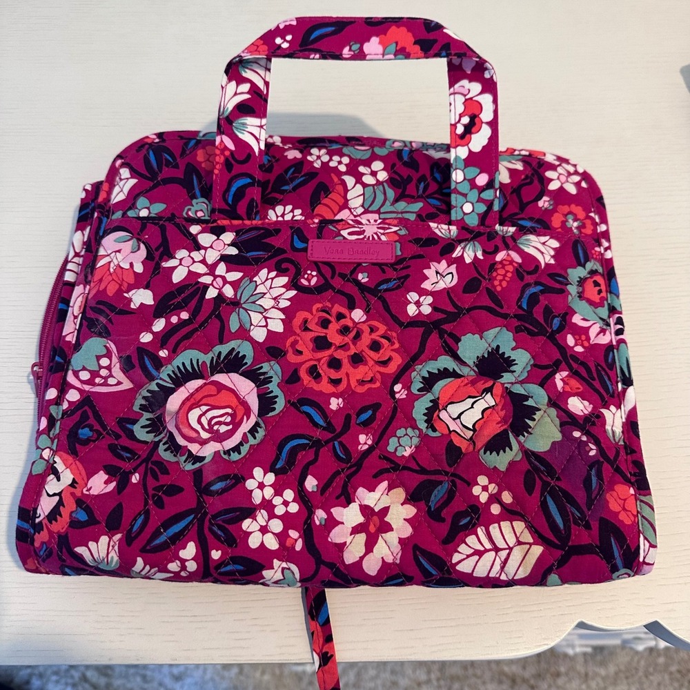 Vera Bradley Hanging Travel Organizer Pink Purple Floral Quilted Cotton Bag